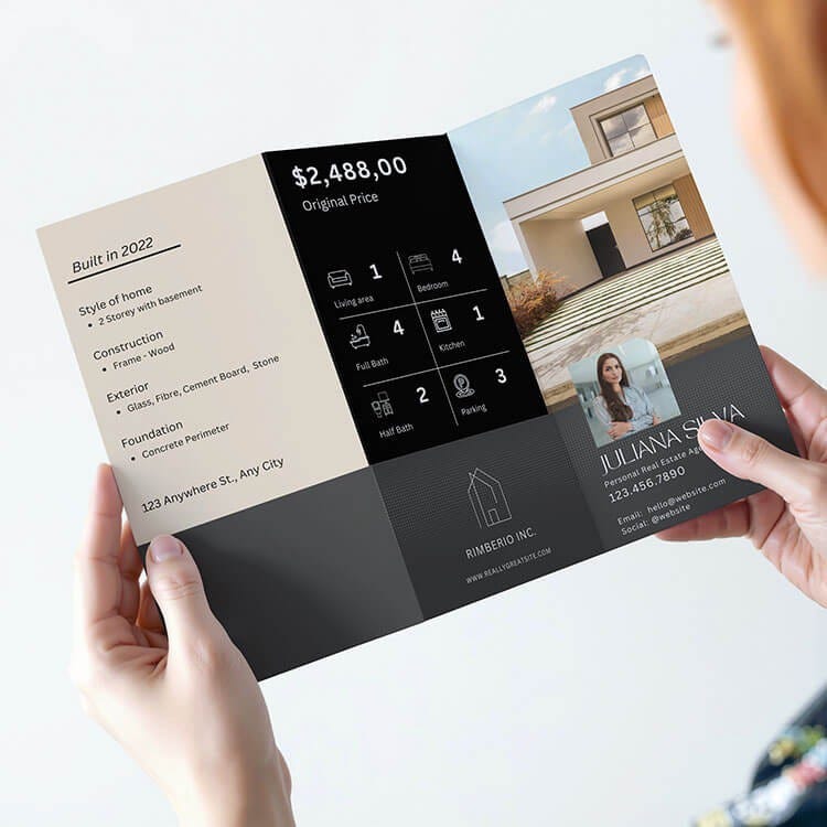 Custom printed brochures on display